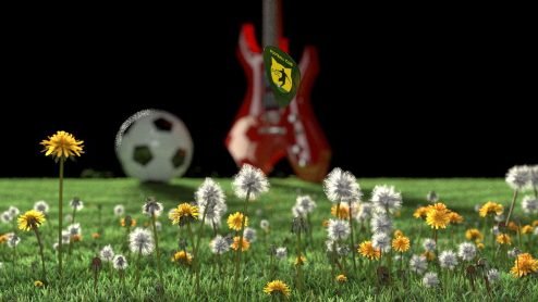 Nuovo Video commercial con Blender - Plettro, palla da calcio, prato e chitarra fatti con Blender